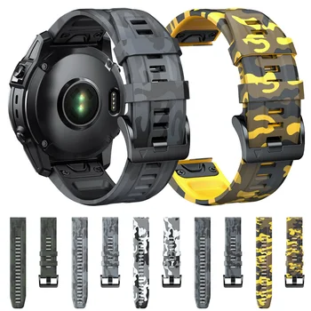 22 26 мм камуфляжный силиконовый ремешок для Garmin Tactix 7 Pro Band для Quatix 7 7X 6 5 3 Band QuickFit Sports Outdoor Belt Wristband